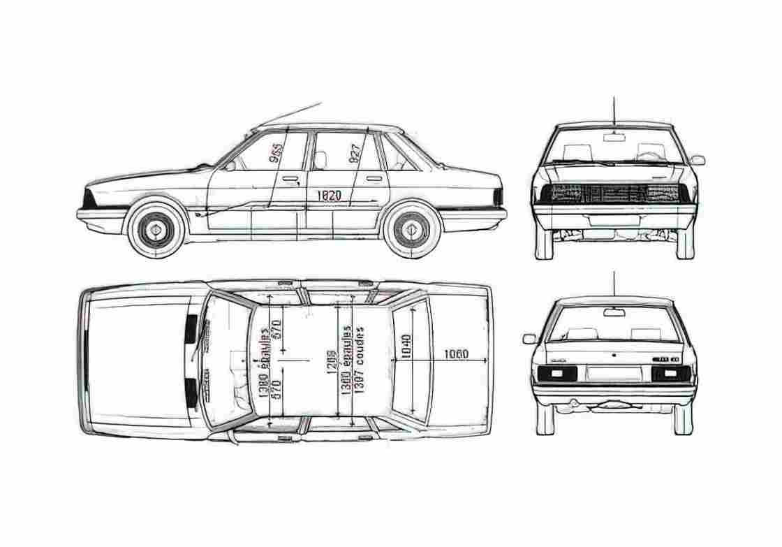 Blueprint Talbot Solara Sedan 1980 A4 Photo Print