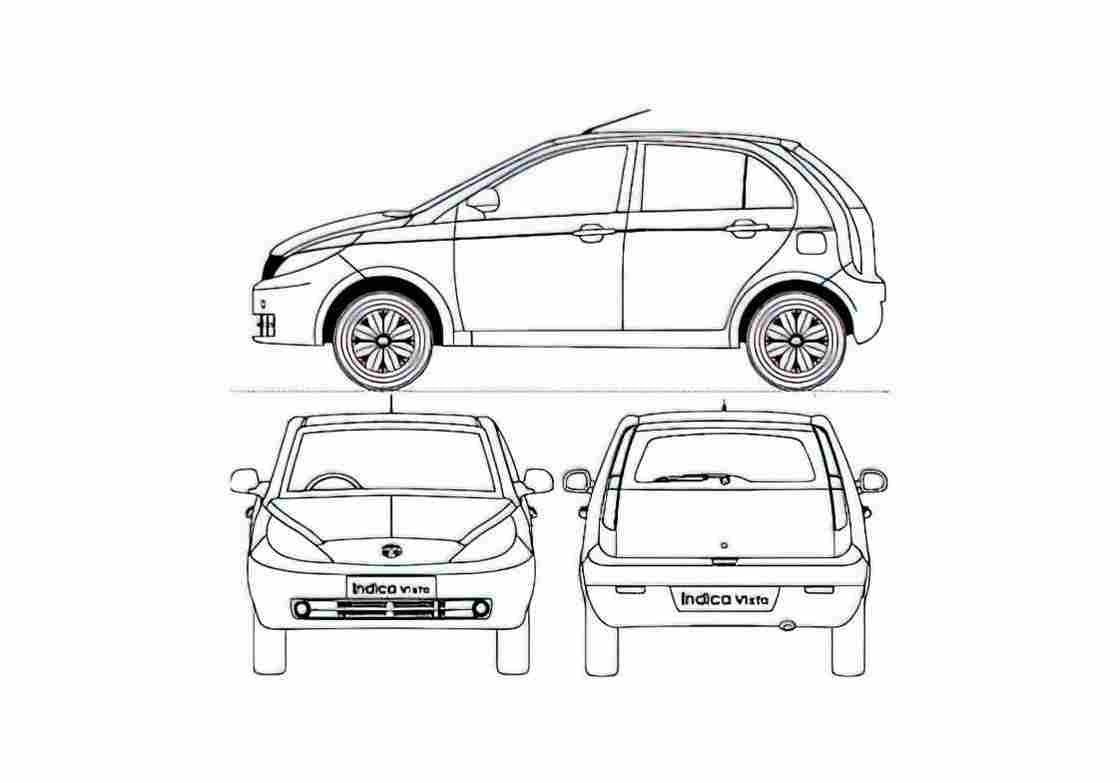 Blueprint Tata Indica Vista 90 Hatchback 2011 A4 Photo Print
