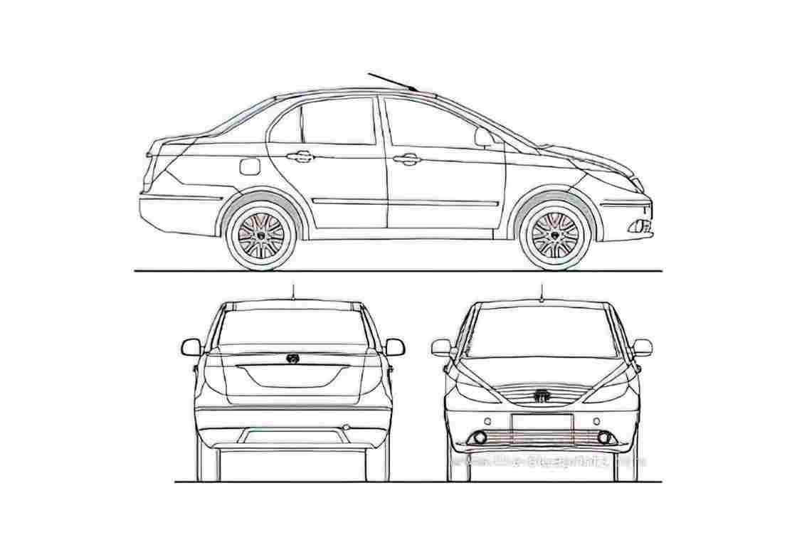 Blueprint Tata Indigo Manza Sedan 2011 A4 Photo Print