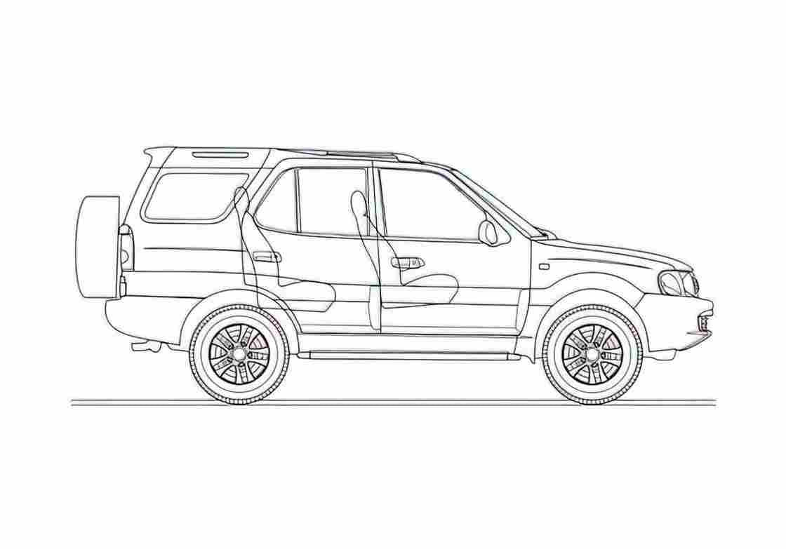 Blueprint Tata Safari SUV 2005 A4 Photo Print