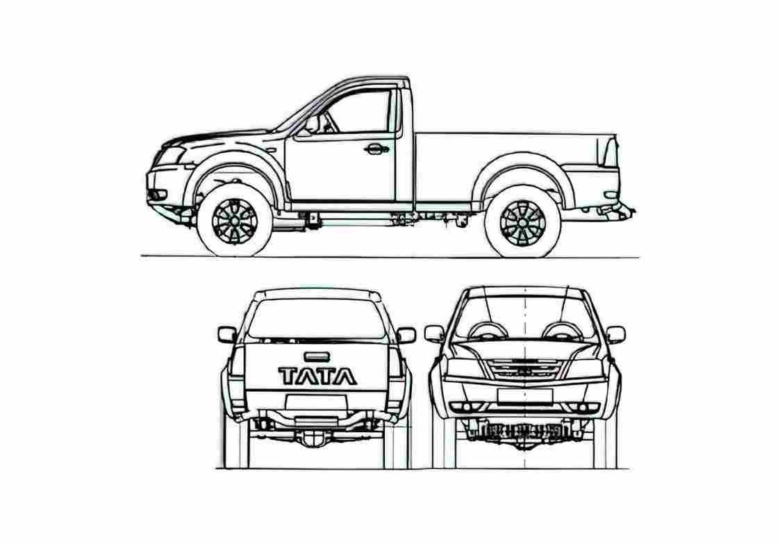 Blueprint Tata Xenon Pick up 2008 A4 Photo Print