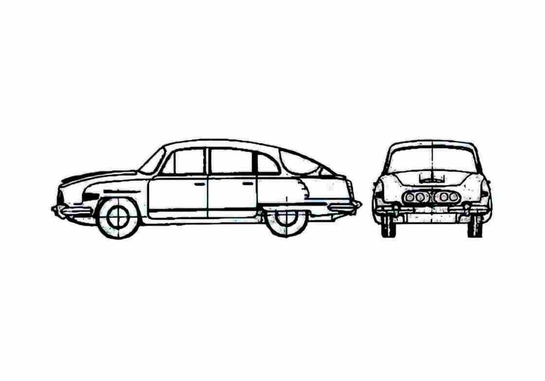 Blueprint Tatra 603 A Sedan 1981 A4 Photo Print
