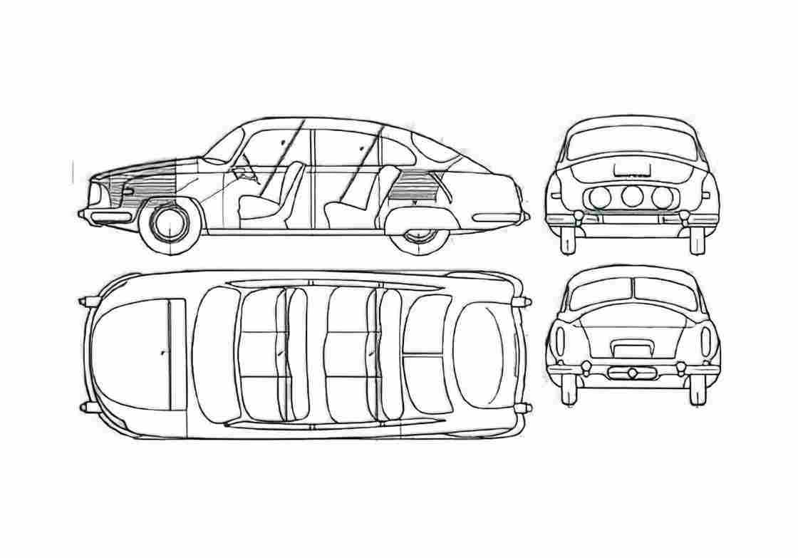 Blueprint Tatra 603 Sedan 1962 A4 Photo Print