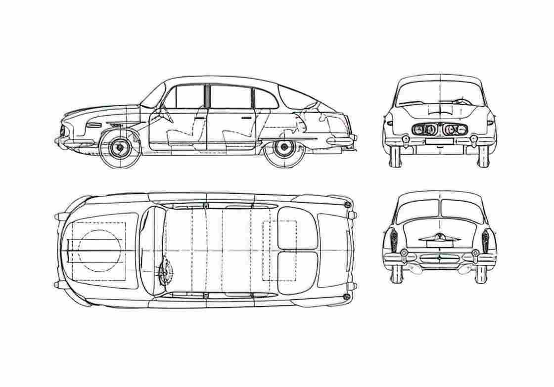 Blueprint Tatra 603 Sedan 1963 A4 Photo Print