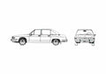 Blueprint Tatra 613 Sedan 1979 A4 Photo Print