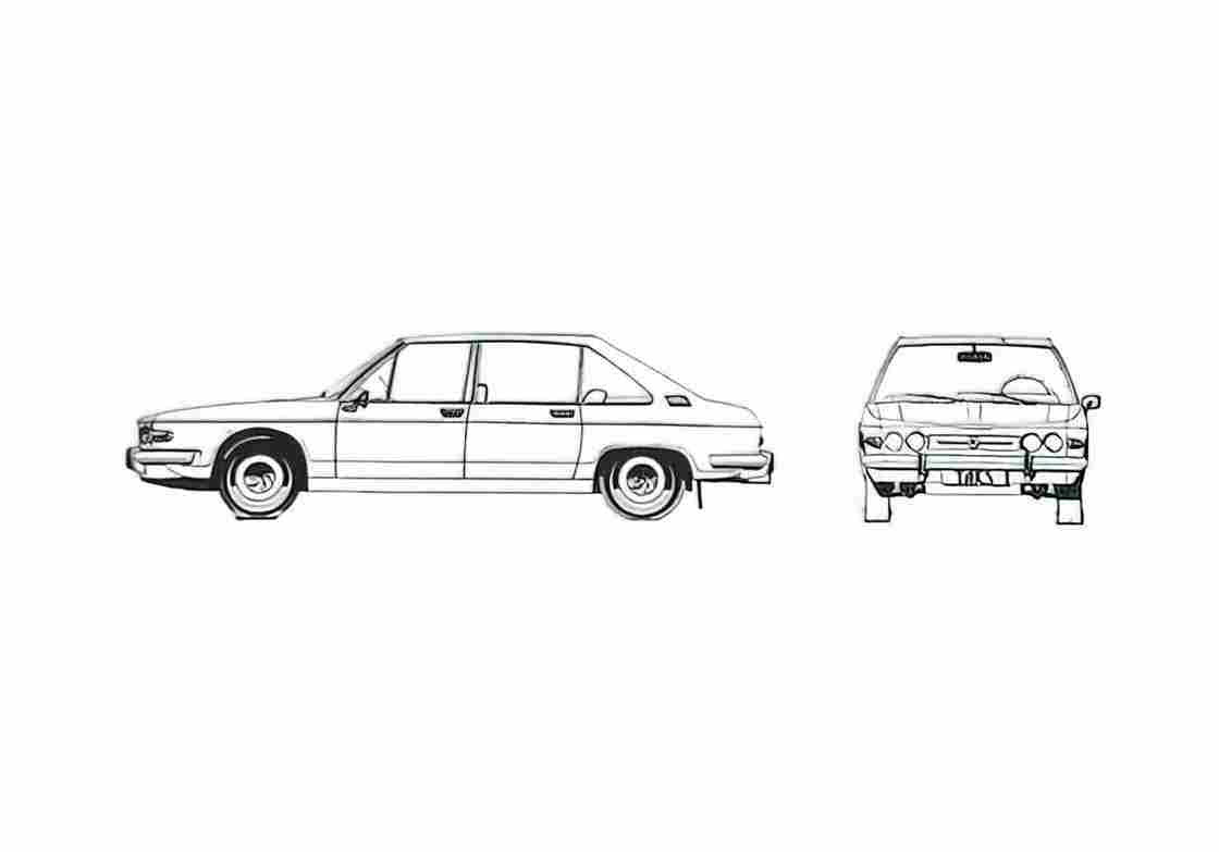 Blueprint Tatra 613 Sedan 1979 A4 Photo Print
