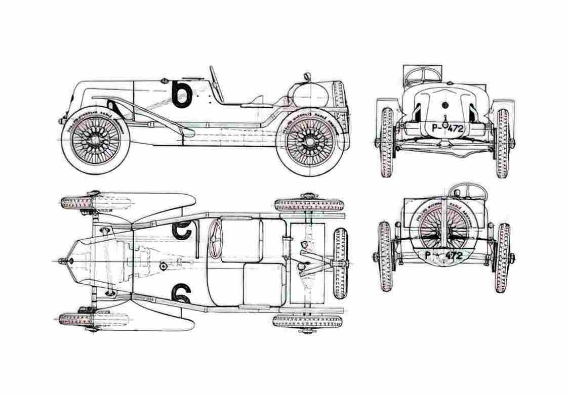 Blueprint Tatra T112 Florio Targa 1925 A4 Photo Print