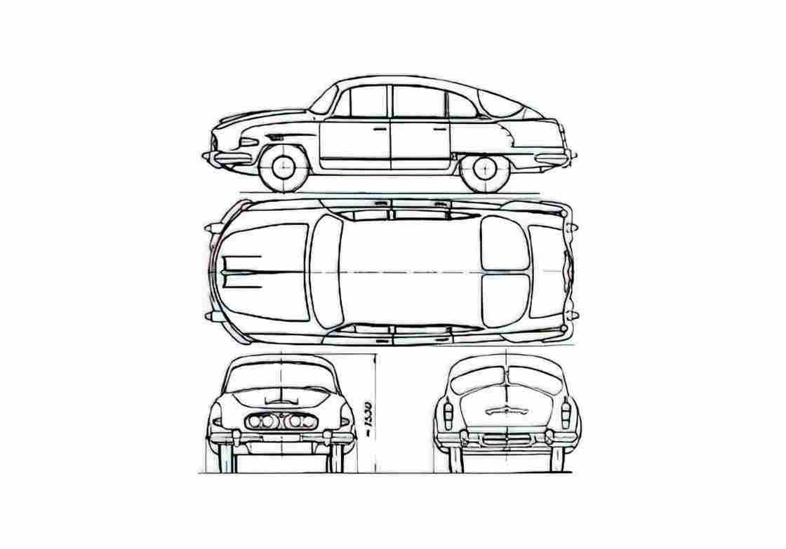 Blueprint Tatra T603 Sedan 1959 A4 Photo Print