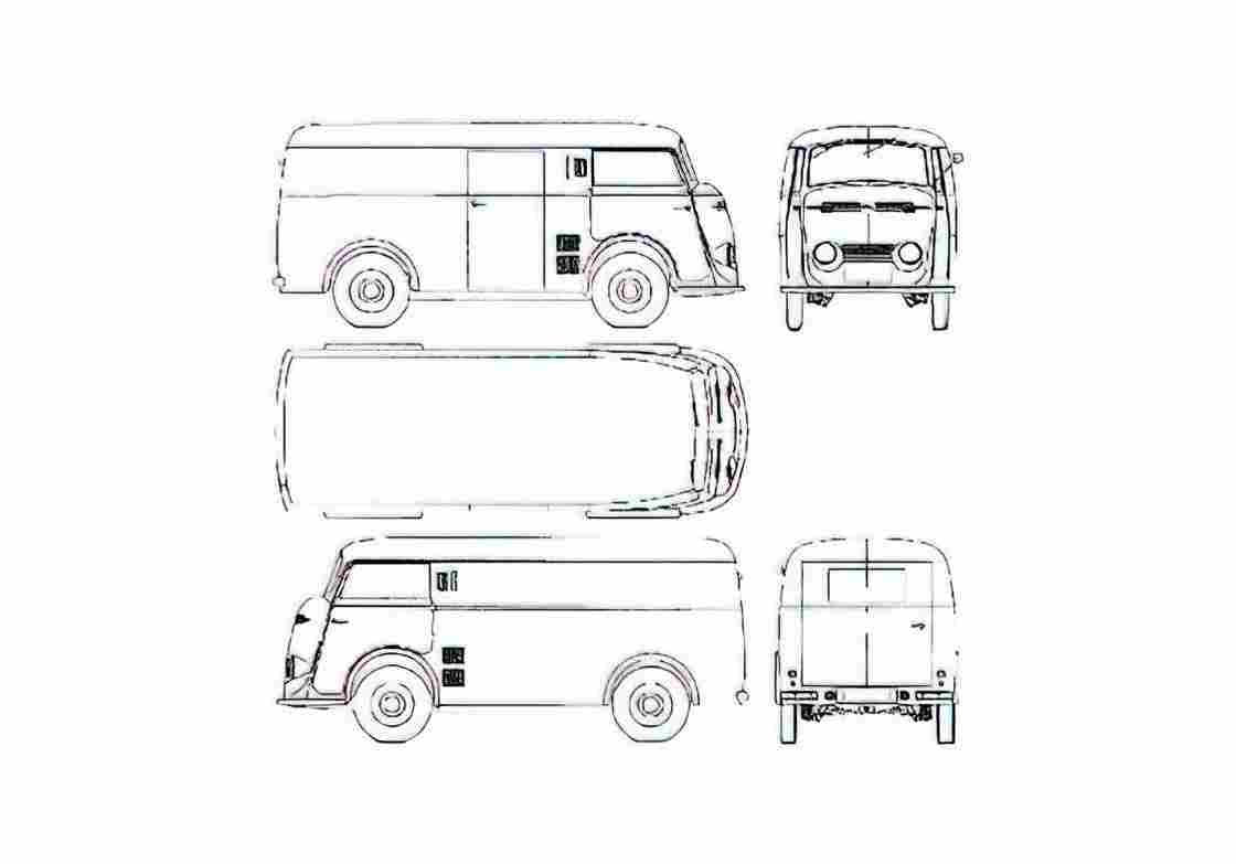 Blueprint Tempo Matador 1000 Van 1952 A4 Photo Print