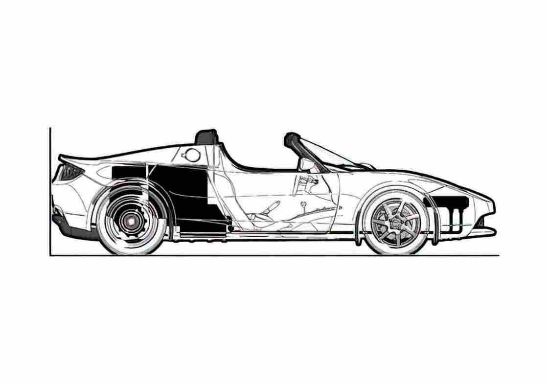Blueprint Tesla Roadster 2009 A4 Photo Print