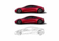 Blueprint Tesla Roadster 2020 01 A4 Photo Print