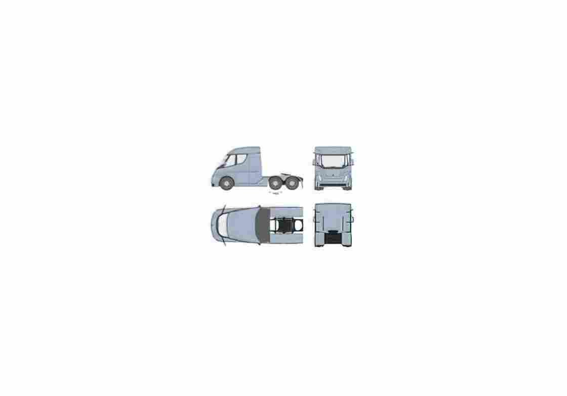 Blueprint Tesla Semi DayCab Tractor Truck 01 A4 Photo Print