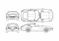 Blueprint Toyota 2000 GT Coupe 1967 A4 Photo Print