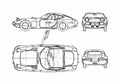 Blueprint Toyota 2000 GT Coupe 1968 A4 Photo Print