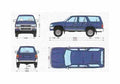 Blueprint Toyota 4 Runner SUV 1991 A4 Photo Print