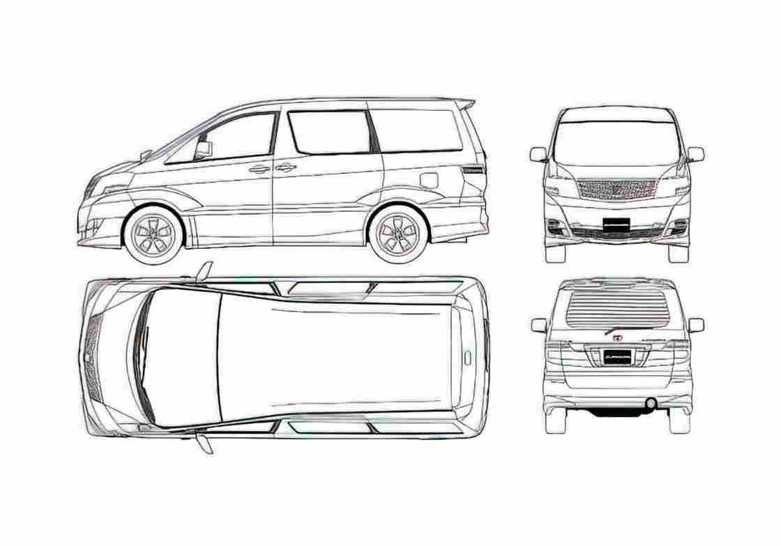Blueprint Toyota Alphard Minivan 2004 A4 Photo Print