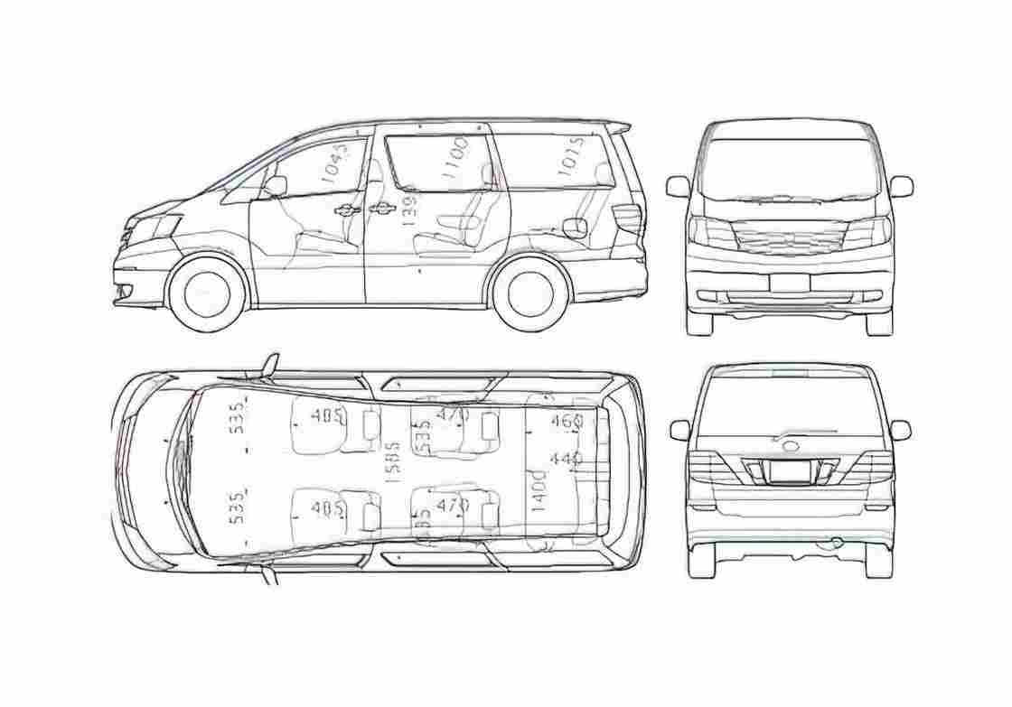 Blueprint Toyota Alphard Minivan 2005 A4 Photo Print