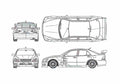 Blueprint Toyota Altezza HKS Sedan 2000 A4 Photo Print