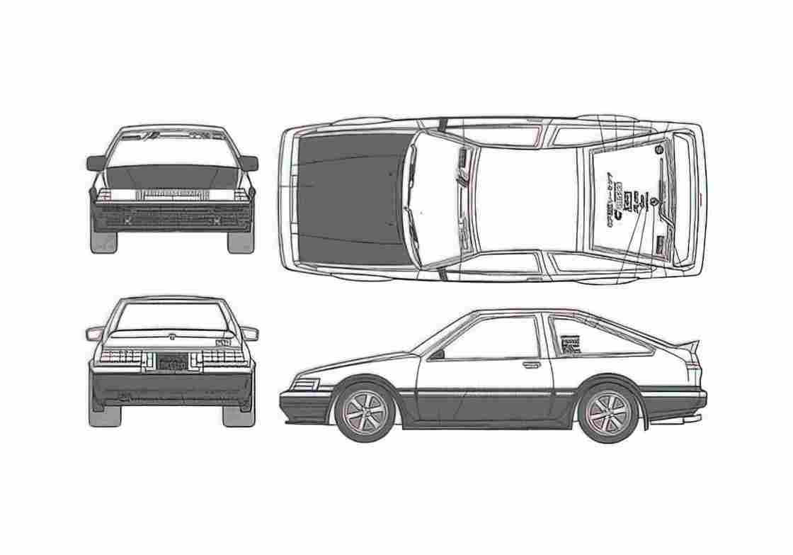 Blueprint Toyota Ar 86 Levin Hatchback 1986 A4 Photo Print