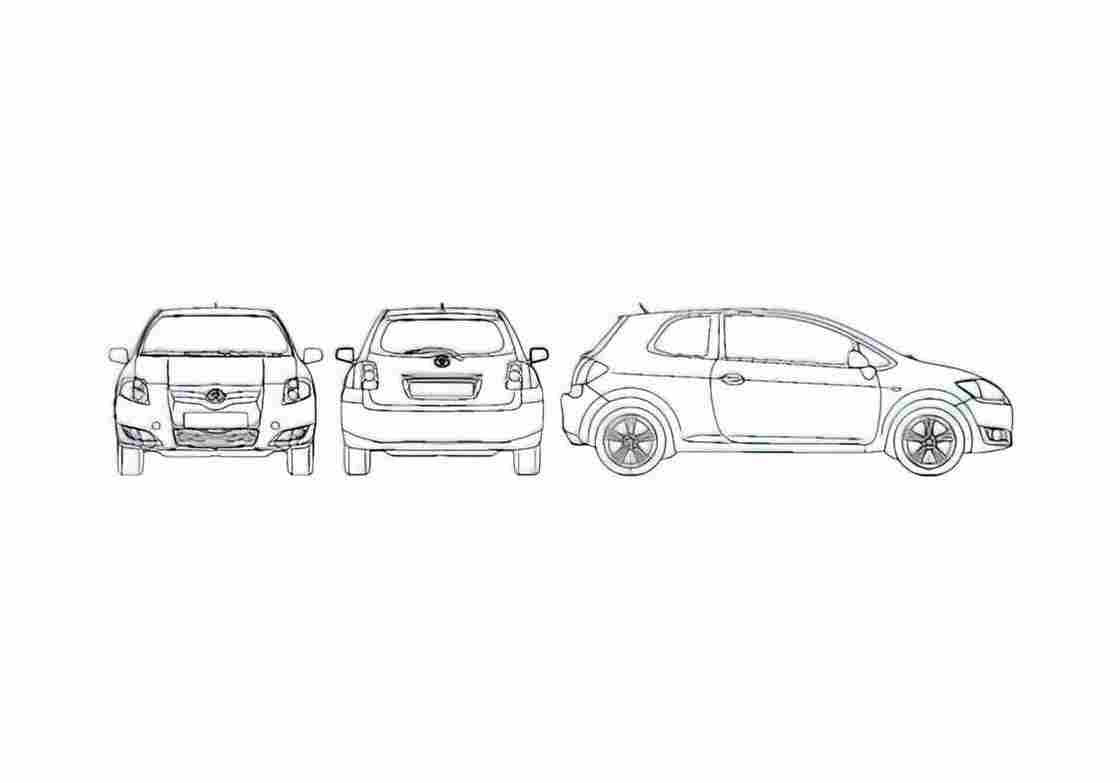 Blueprint Toyota Auris 3 door Hatchback 2007 A4 Photo Print