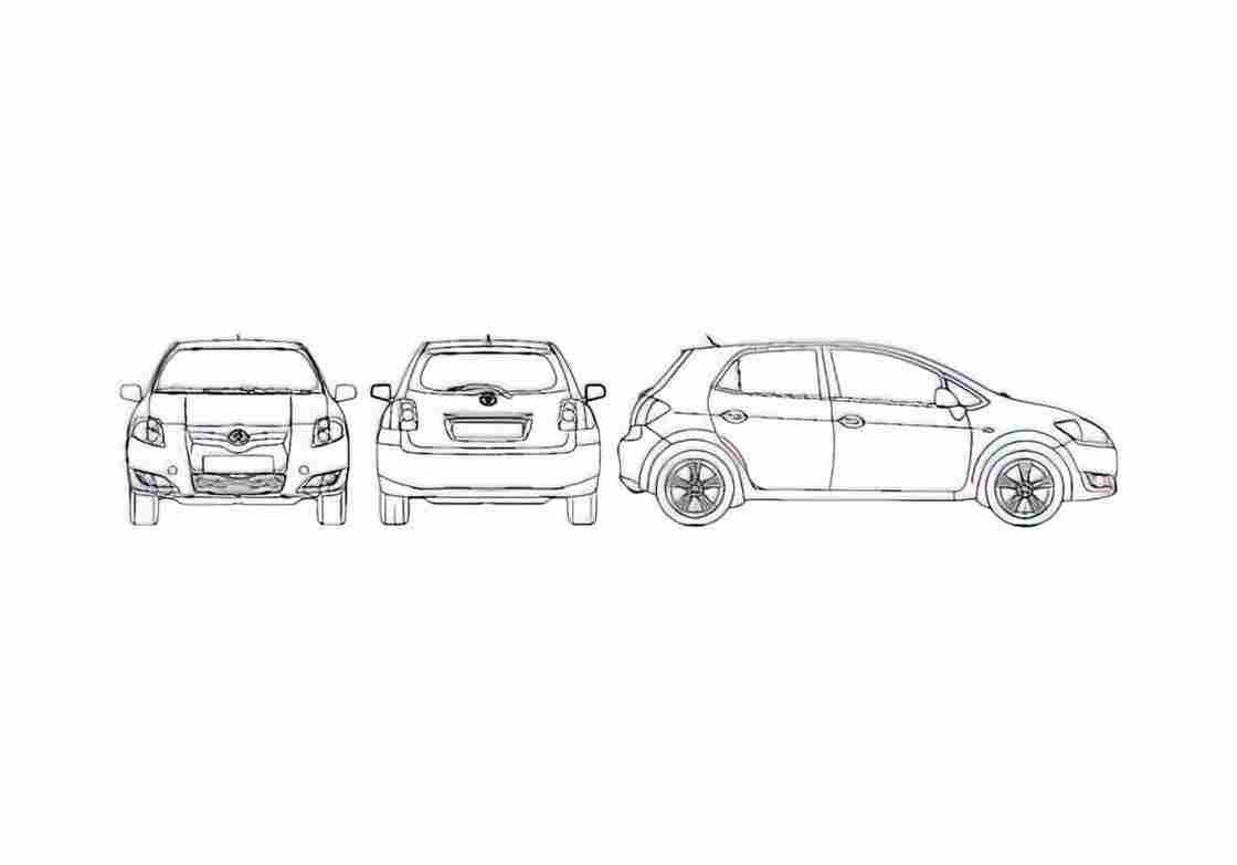 Blueprint Toyota Auris 5 door Hatchback 2007 A4 Photo Print