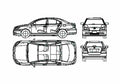 Blueprint Toyota Avensis 4 door Sedan 2005 A4 Photo Print