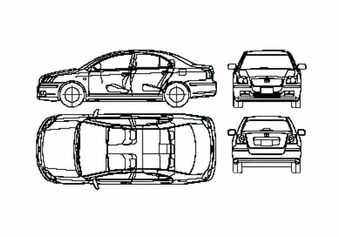 Blueprint Toyota Avensis 4 door Sedan 2005 A4 Photo Print