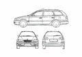 Blueprint Toyota Avensis Estate Wagon 1999 A4 Photo Print