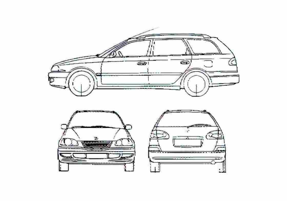 Blueprint Toyota Avensis Estate Wagon 1999 A4 Photo Print