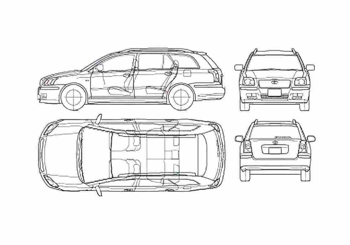 Blueprint Toyota Avensis Estate Wagon 2005 A4 Photo Print