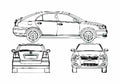 Blueprint Toyota Avensis II 5 door Hatchback 2006 A4 Photo Print
