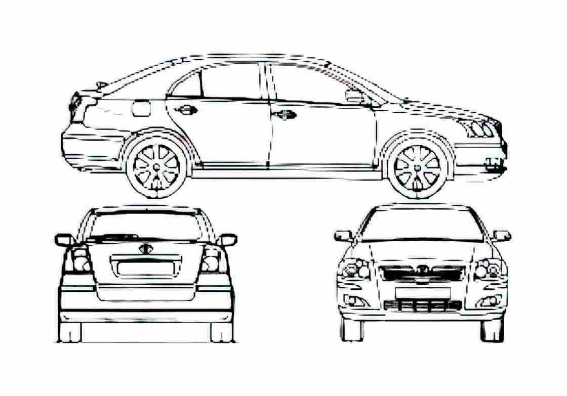 Blueprint Toyota Avensis II 5 door Hatchback 2006 A4 Photo Print