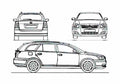 Blueprint Toyota Avensis II Estate Wagon 2007 A4 Photo Print