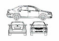 Blueprint Toyota Avensis II Sedan 2006 A4 Photo Print