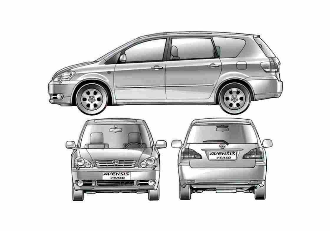 Blueprint Toyota Avensis Verso Minivan 2003 A4 Photo Print