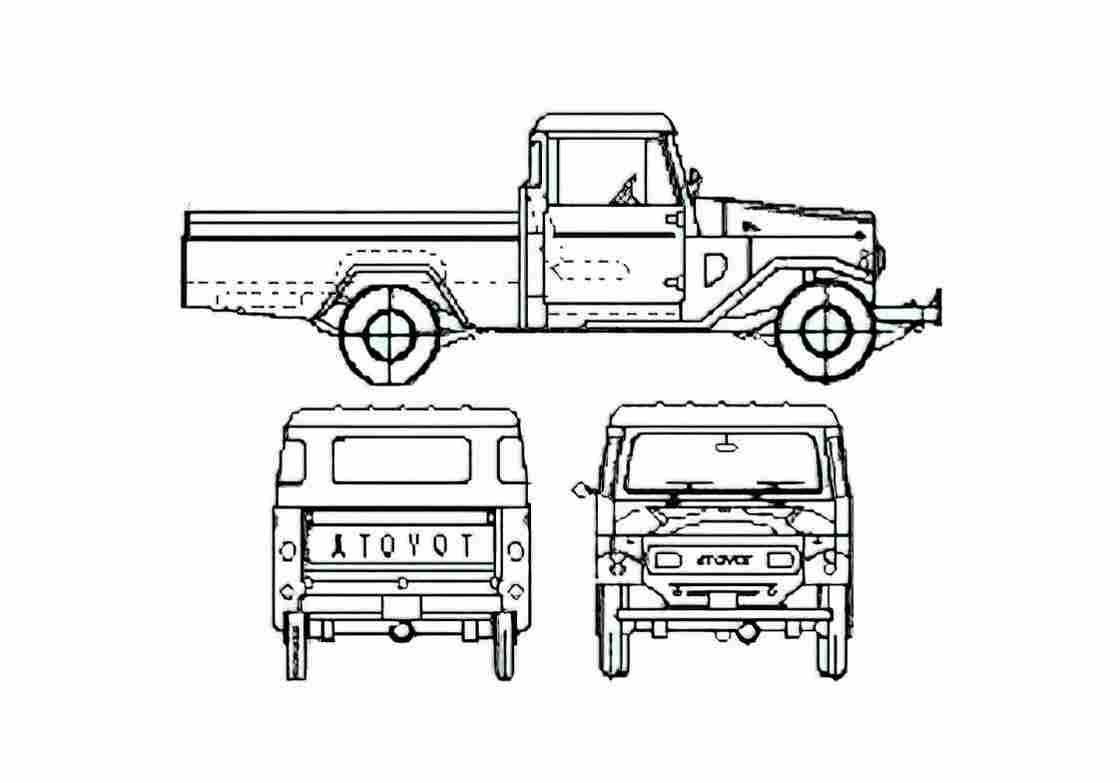 Blueprint Toyota Bandeirante Pick up 1999 A4 Photo Print