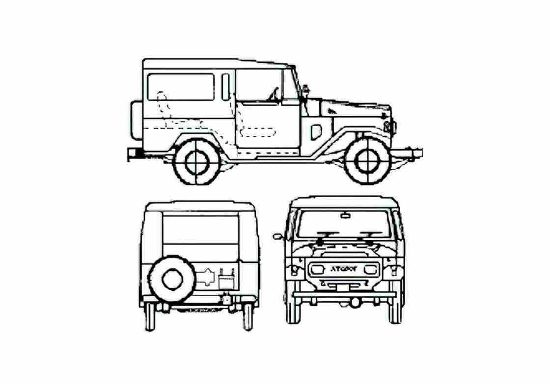 Blueprint Toyota Bandeirante SUV 1999 A4 Photo Print