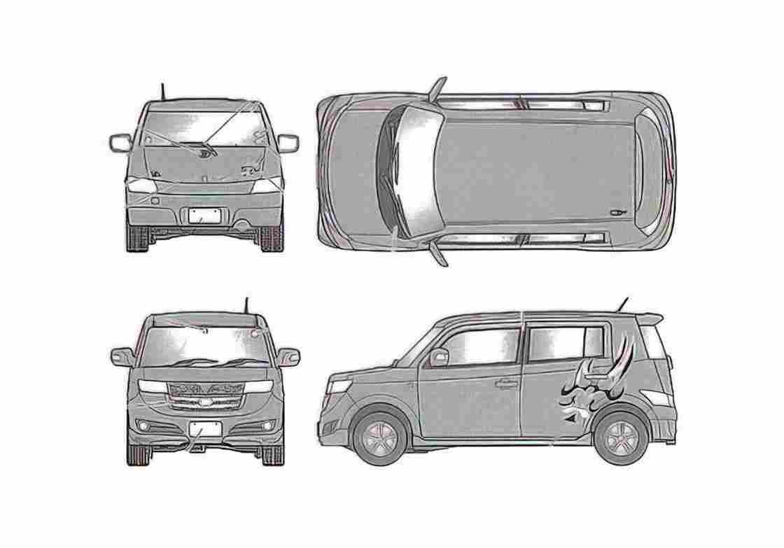Blueprint Toyota Bb II Styling Package Vera Microvan 2006 A4 Photo Print