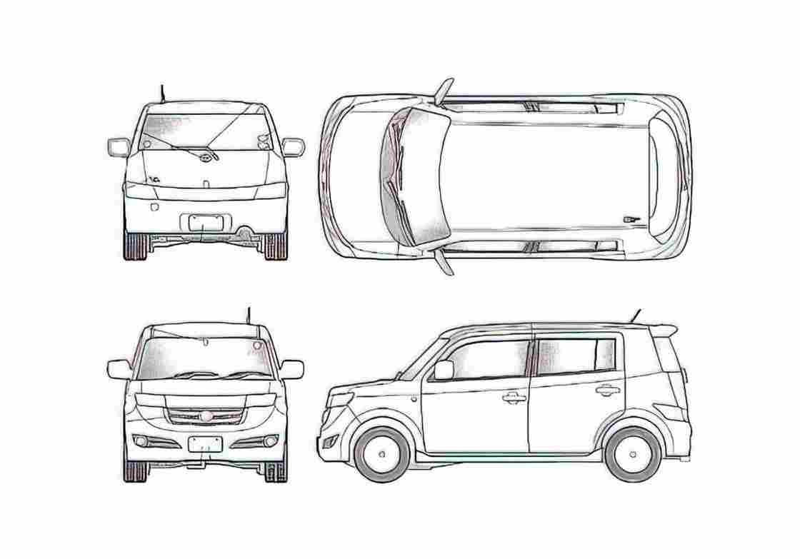 Blueprint Toyota Bb II ZQ Ver Z Microvan 2007 A4 Photo Print