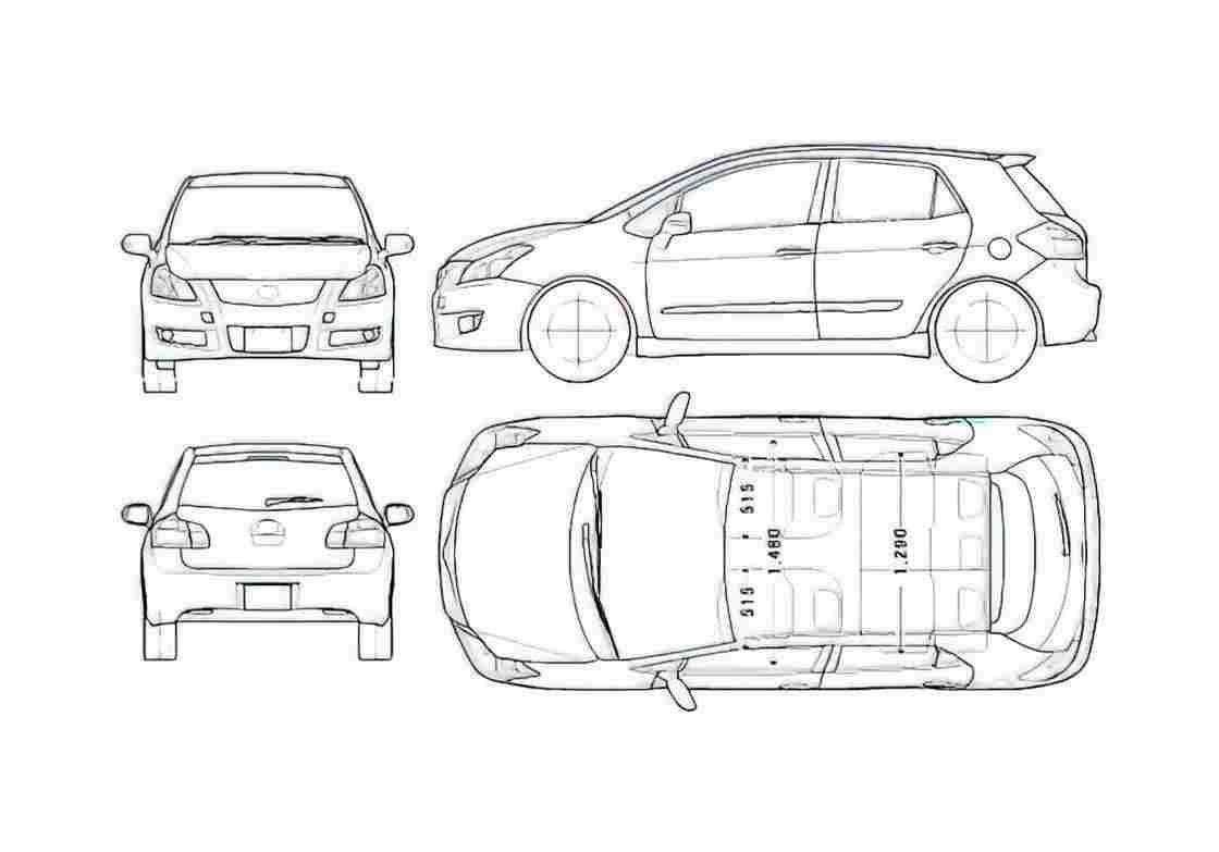 Blueprint Toyota Blade 5 door Hatchback 2006 A4 Photo Print