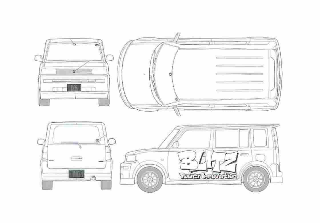 Blueprint Toyota Blitz BB Hatchback 1999 A4 Photo Print