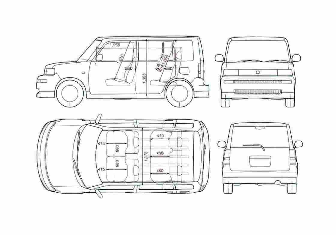 Blueprint Toyota Blitz BB Hatchback 2005 A4 Photo Print