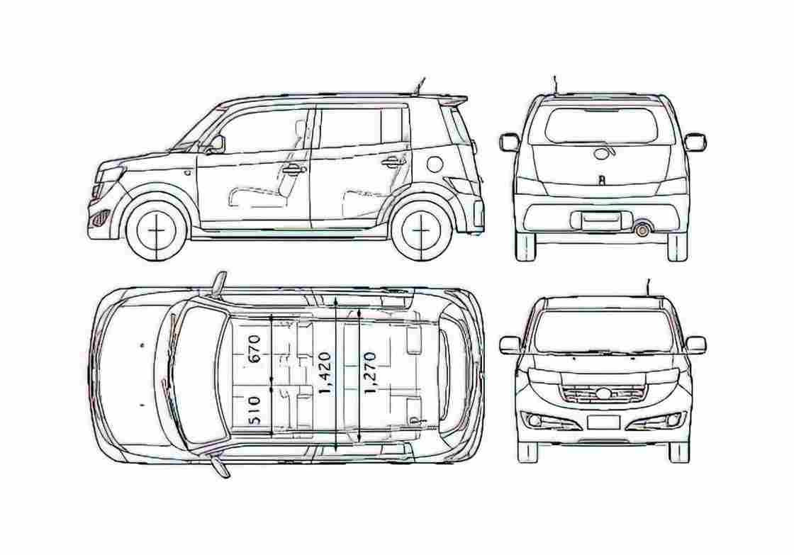Blueprint Toyota Blitz BB Hatchback 2006 A4 Photo Print