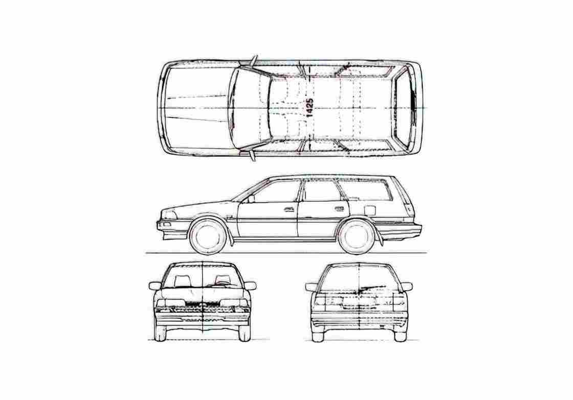 Blueprint Toyota Camry II V20 Wagon 1987 A4 Photo Print