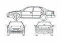 Blueprint Toyota Camry Sedan 1997 A4 Photo Print
