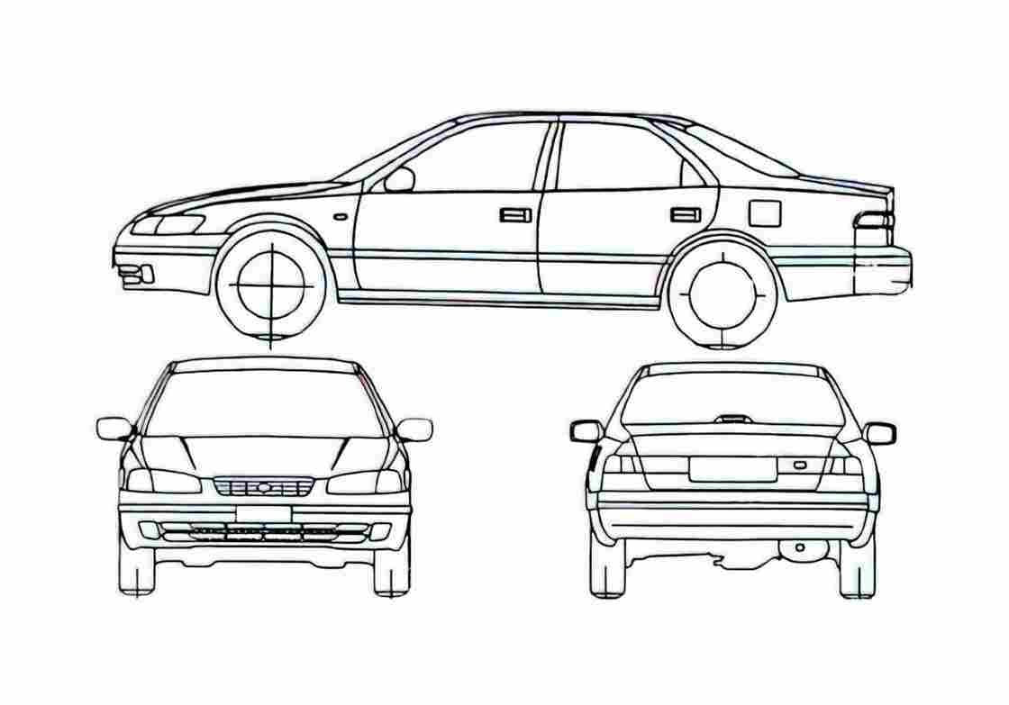 Blueprint Toyota Camry Sedan 1997 A4 Photo Print