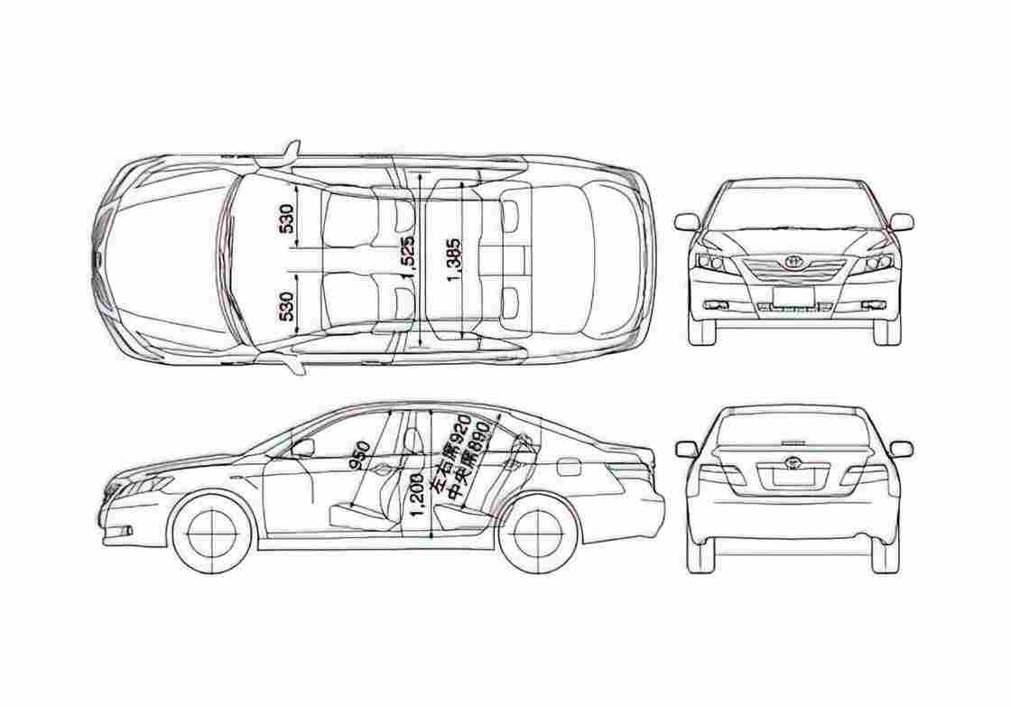 Blueprint Toyota Camry Sedan 2006 A4 Photo Print