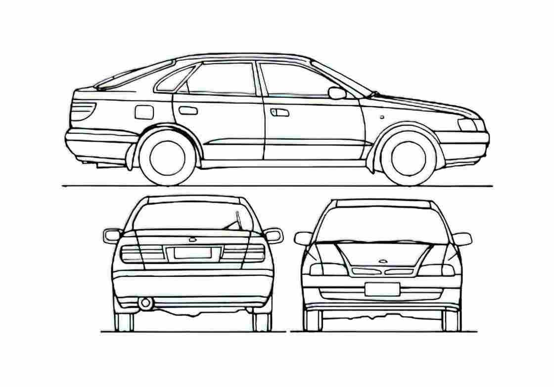 Blueprint Toyota Carina E Hatchback 1997 A4 Photo Print
