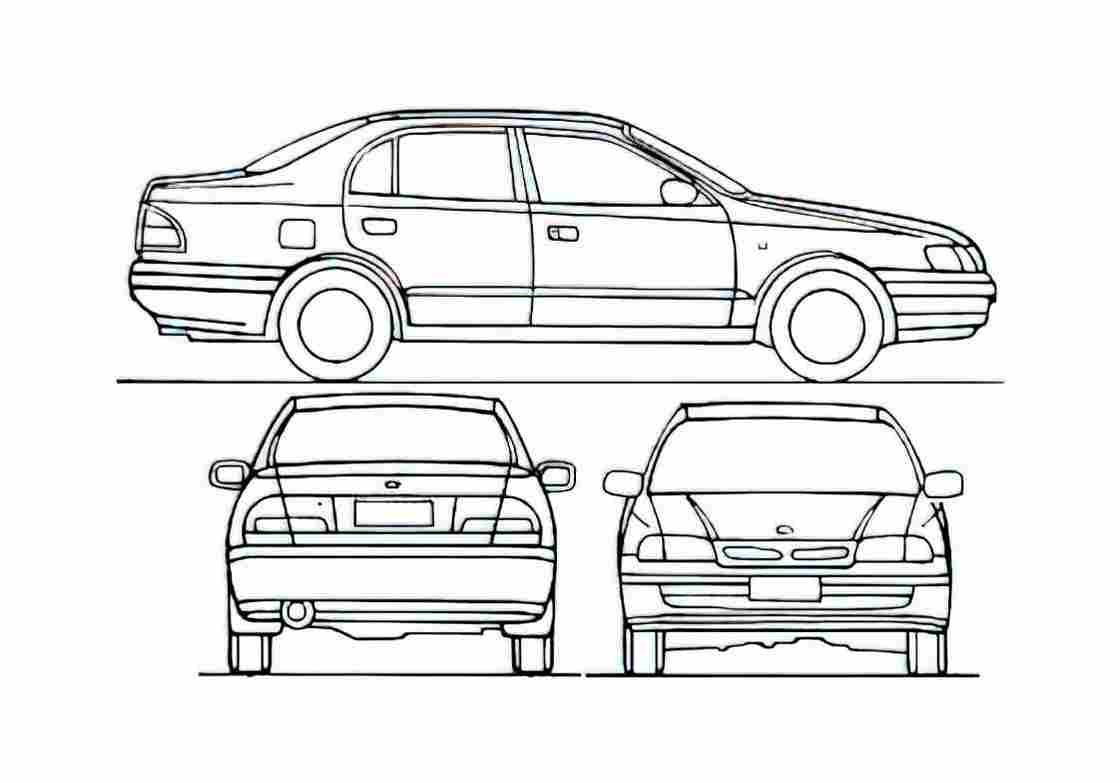 Blueprint Toyota Carina E Sedan 1997 A4 Photo Print