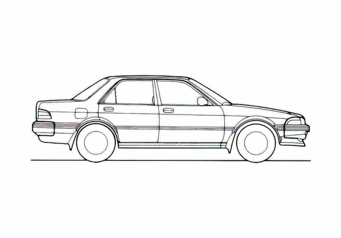 Blueprint Toyota Carina II Sedan 1988 A4 Photo Print